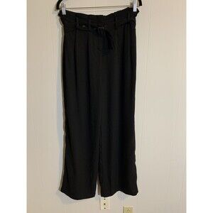 Haute Monde Black High Waisted Pleaded Belted Pants Size Large L NWT